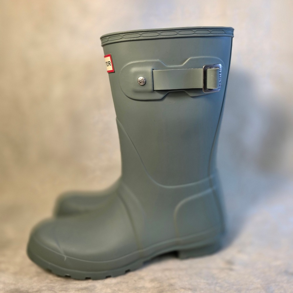 Hunter Original Short Rain Boots Sage Green Waterproof Womens 37 6 NEW